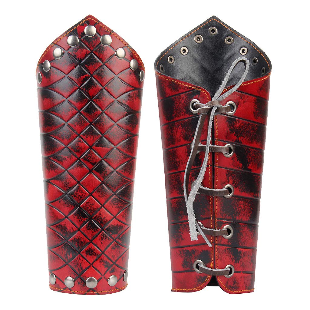 JAOYU Genuine Leather Bracers - Medieval Arm Armor Cuffs for Men & Women - Viking Cosplay Gauntlets, LARP Accessories & Renaissance Festival Jewelry - Perfect for Halloween Costumes, Role Playing & Historical Reenactments