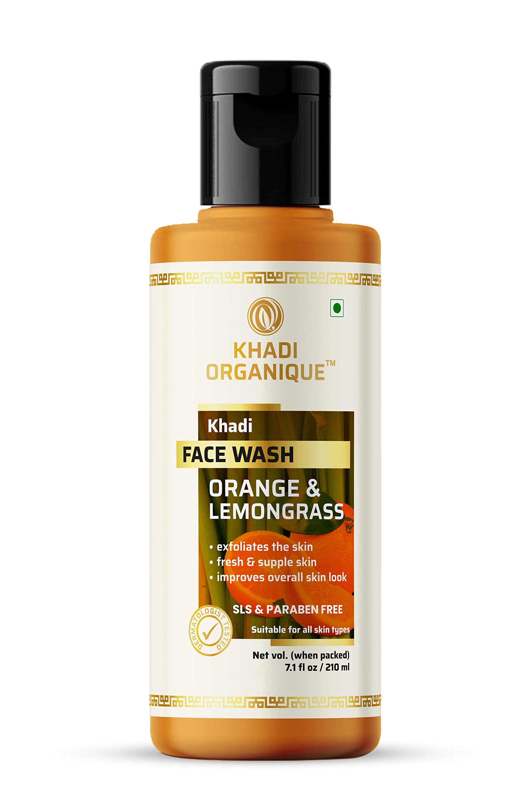 **Khadi Organique Orange & Lemongrass Natural Face Wash – SLS & Paraben Free, Vegan & Cruelty-Free – Gentle Cleansing for Glowing Skin – Pack of 1 – Perfect for Daily Skincare Routine**