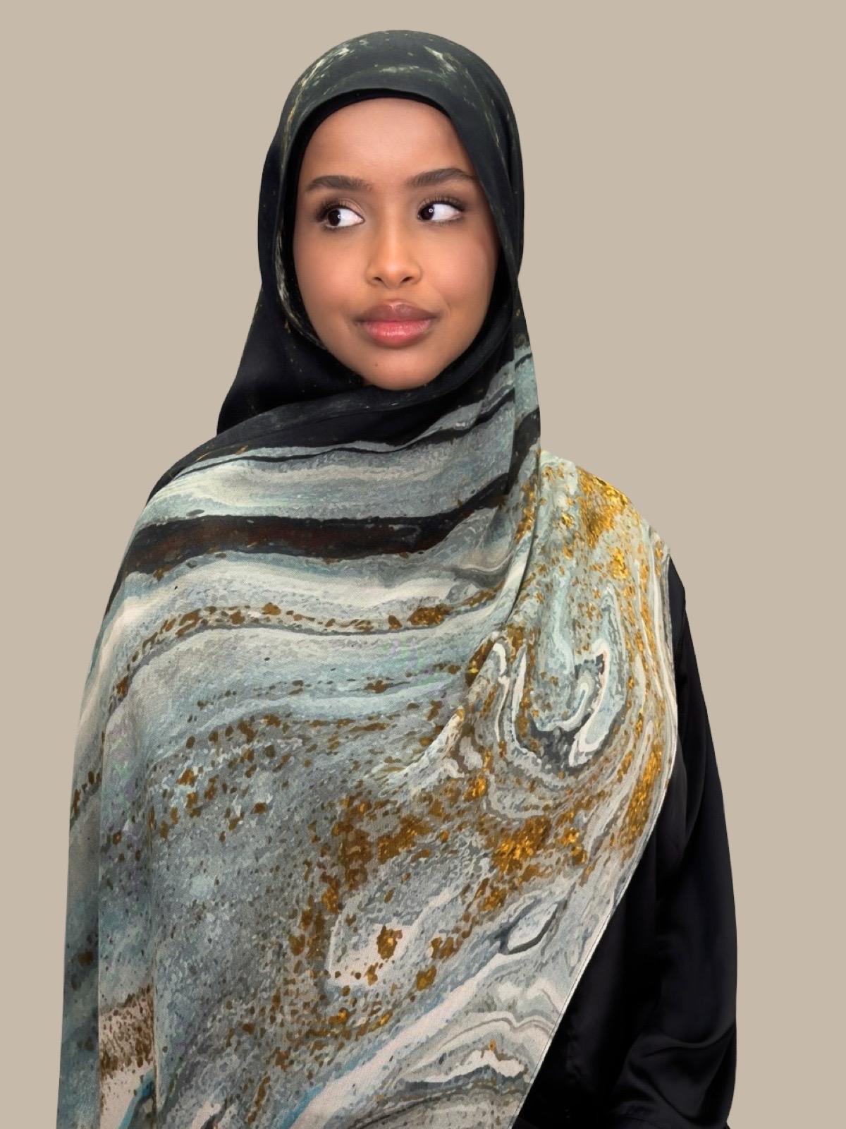 Print Modal Hijab Sedona Slate - Soft & Breathable Muslim Headscarf for Women - Perfect for Daily Wear, Prayer & Special Occasions