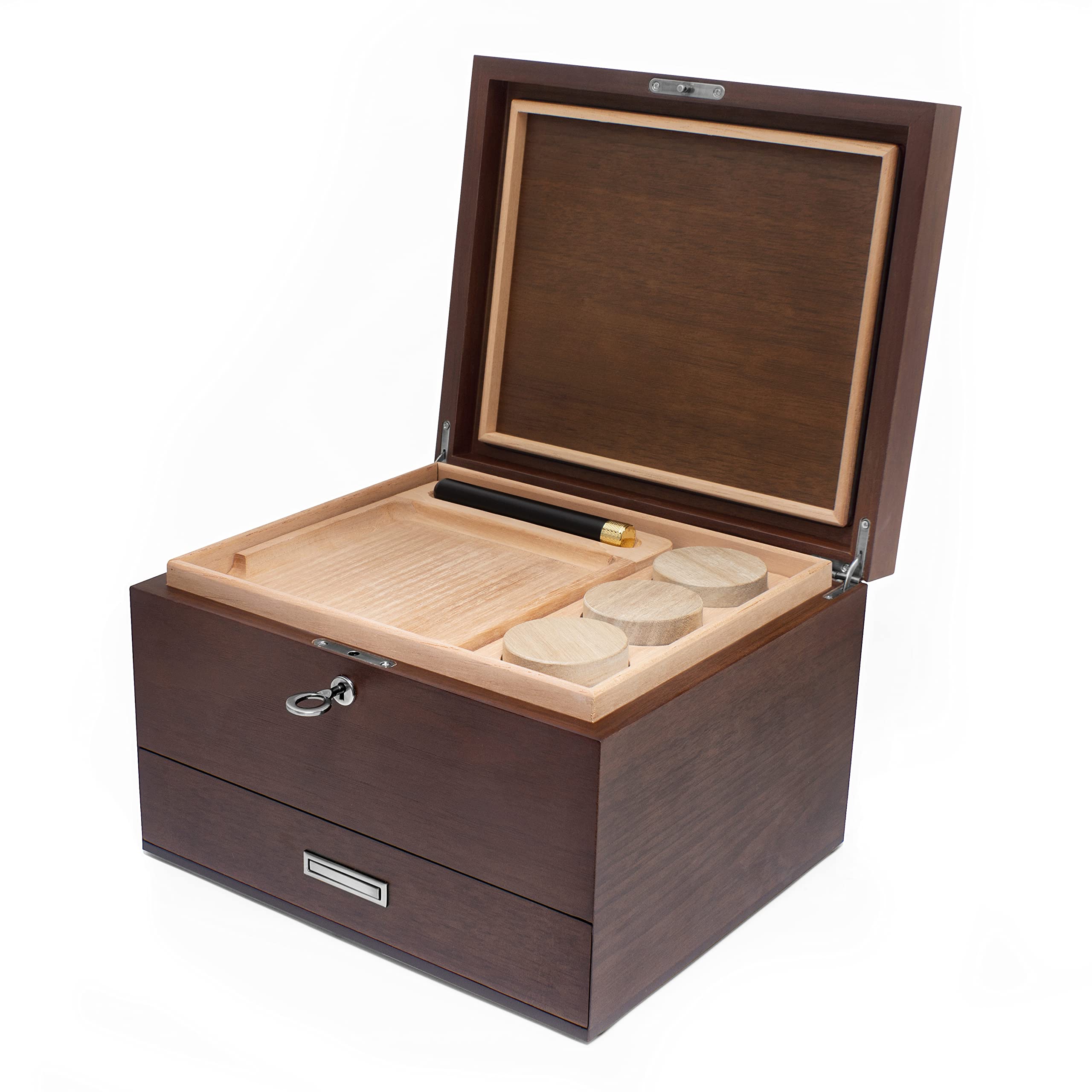 Premium Large Walnut Wooden Stash Box with Lock - Organize Jewelry, Herbs & Valuables - Perfect for Home Storage, Travel & Gift Giving