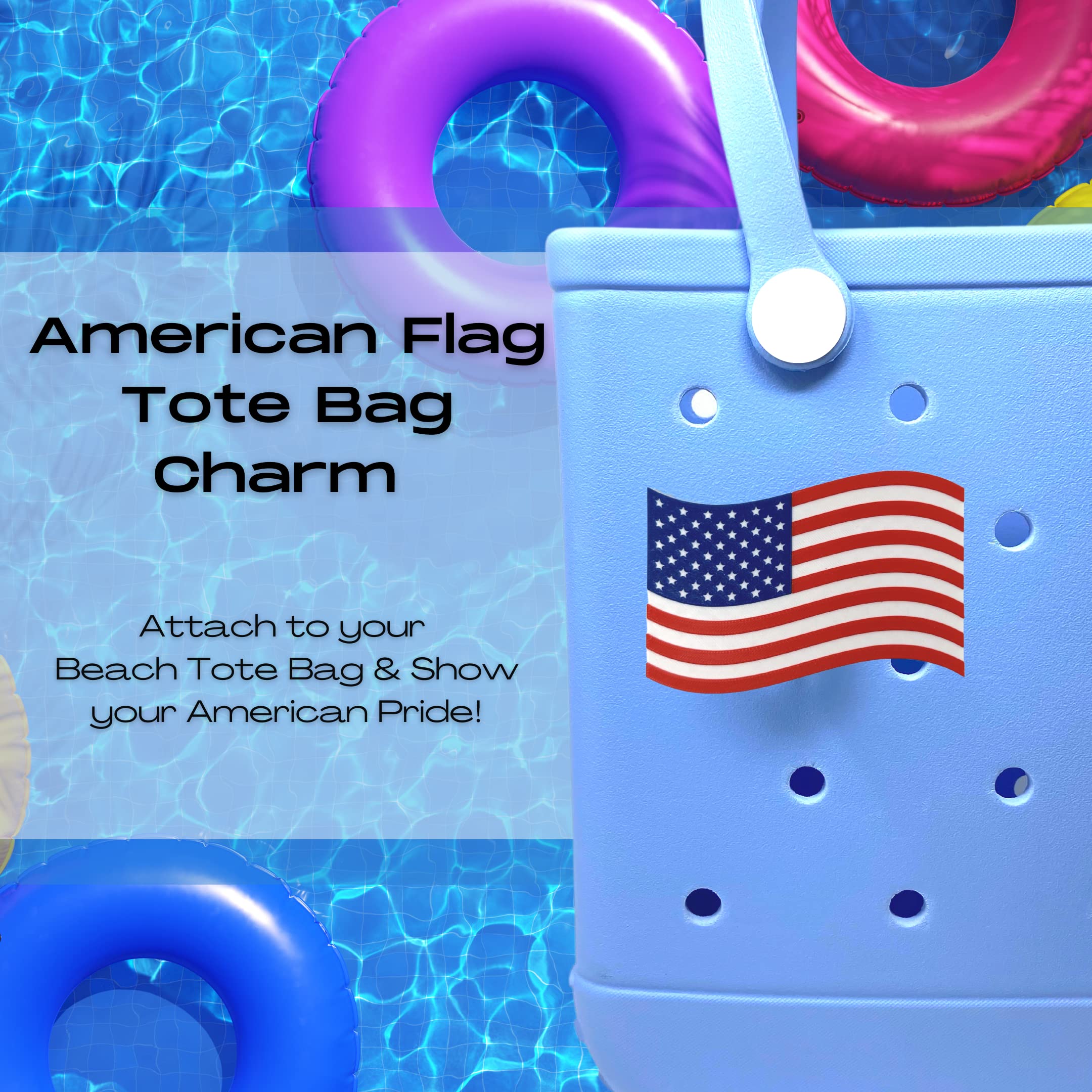 Patriotic USA Flag Charms - Decorative Bag Charms for Bogg Bags, Simply Southern & More - Show Your American Pride | Perfect for Tote Bags, Keychains & Backpacks
