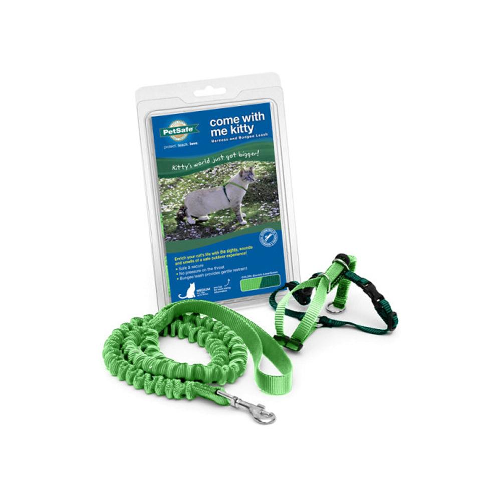 Come With Me Kitty Cat Harness and Bungee Leash Set - Adjustable Pet Safety Vest for Indoor/Outdoor Adventures
