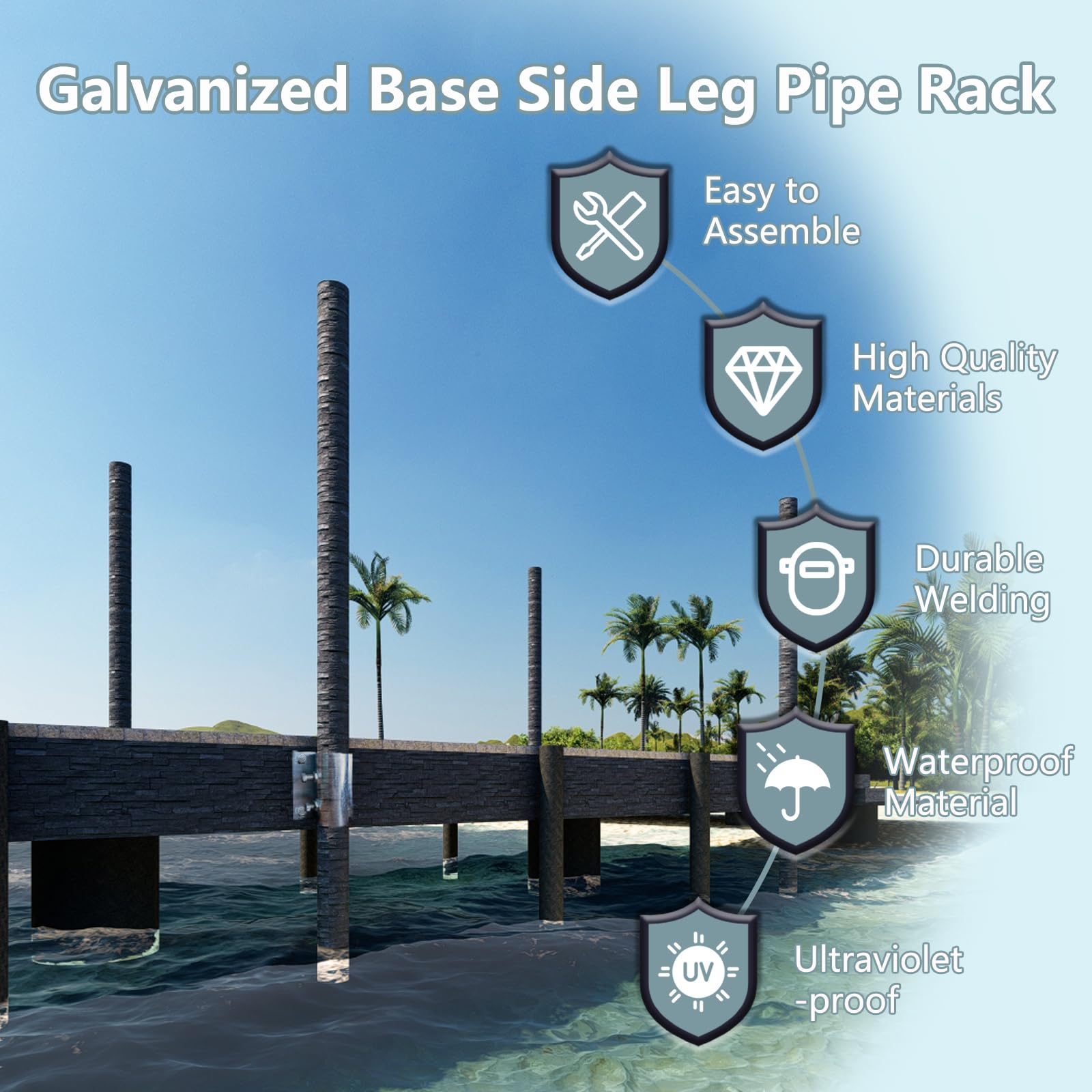 Heavy Duty Galvanized Dock Side Leg Pipe - 7/16