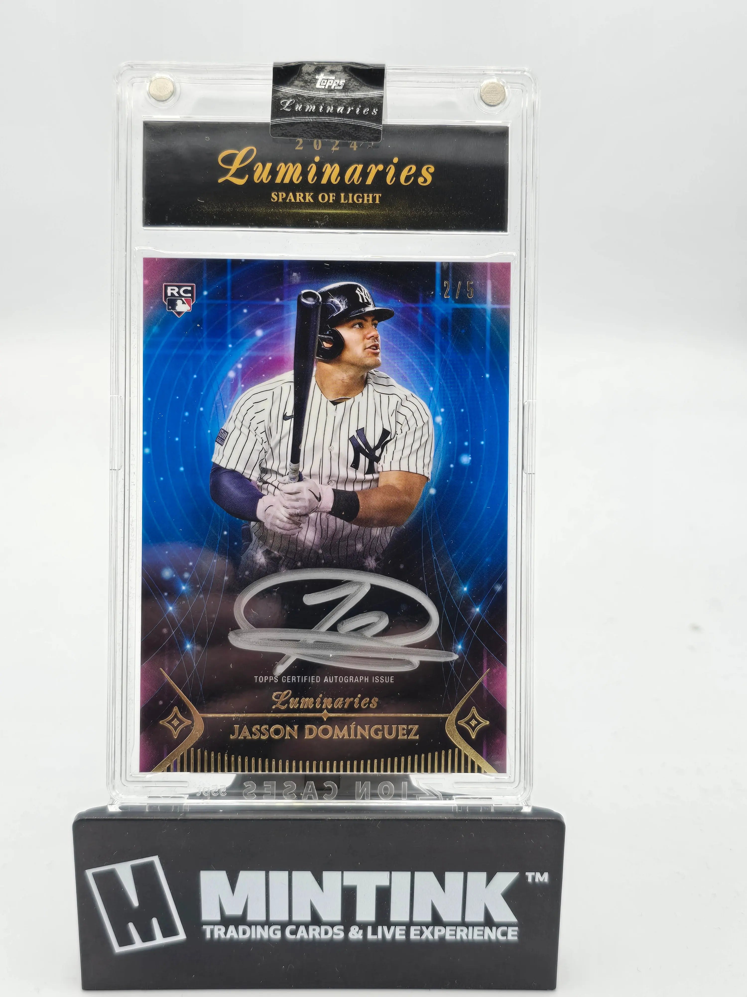 2024 Topps Luminaries Jason Dominguez Rookie Card SPARK OF LIGHT Silver Autograph /5 - Rare Baseball Collectible for Sports Memorabilia & Investment