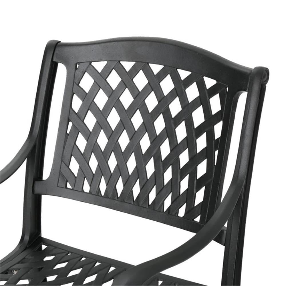 7-Piece Outdoor Patio Furniture Set - Aluminum Dining Table & Chairs with Coffee Table - Black Sand Finish - Perfect for Garden, Poolside, Backyard & Outdoor Entertaining
