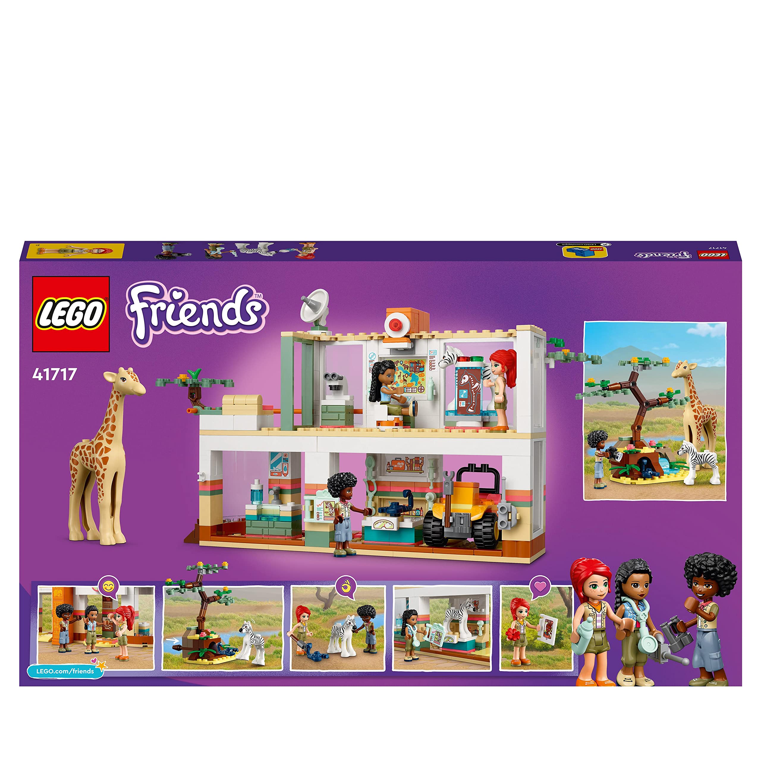 LEGO 41717 Friends Mia's Wildlife Rescue Toy Set with Zebra & Giraffe Animals, Mini Dolls & Car - Perfect Christmas Gift for Kids & Santa Presents - Great for Pretend Play, Animal Rescue Adventures & Holiday Gifting