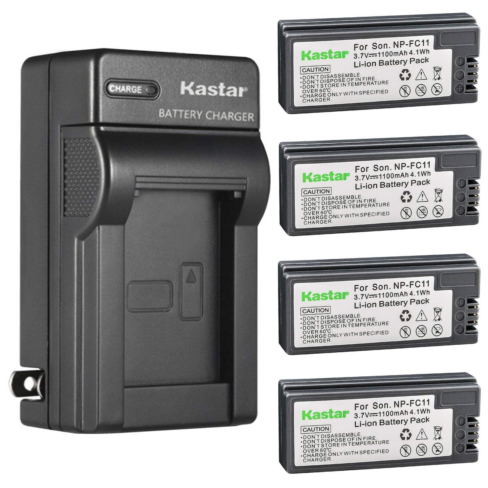 Kastar 4-Pack NP-FC11/FC10 Replacement Battery & AC Wall Charger for Sony Cyber-shot DSC Cameras - Perfect for Travel Photography, Vlogging, and Outdoor Shooting