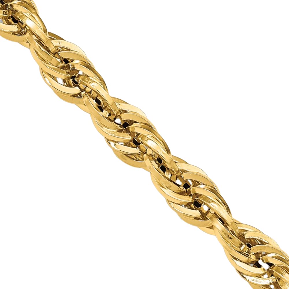 14K Gold Rope Chain Necklace & Bracelet Set - Lightweight Durable Jewelry for Men & Women - 7
