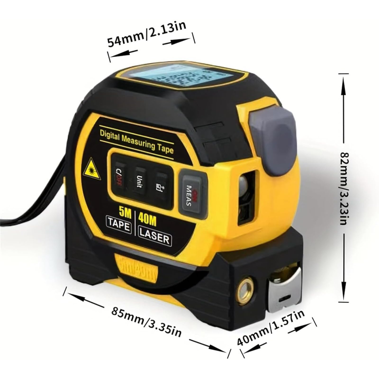 3-in-1 Digital Laser Tape Measure with LED Display - 60m/196ft Laser Rangefinder & Digital Ruler (Blue) - Perfect for Construction, DIY Projects, Home Renovation and Carpentry Work