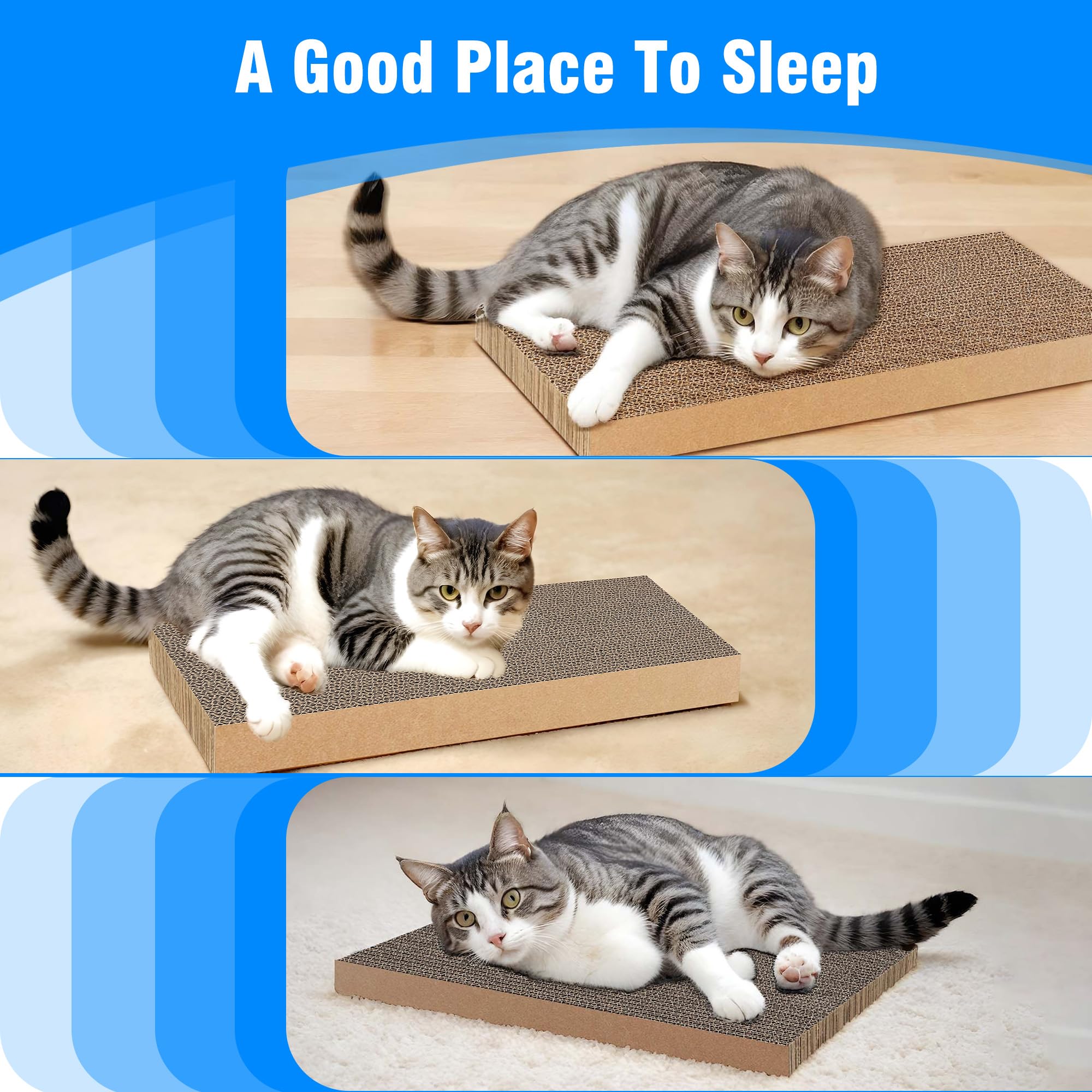 4 Pack Large Cat Scratcher Board for Indoor Cats & Kittens - Durable Premium Recyclable Cardboard Scratching Pad - Perfect for Sofa, Bed & Furniture Protection