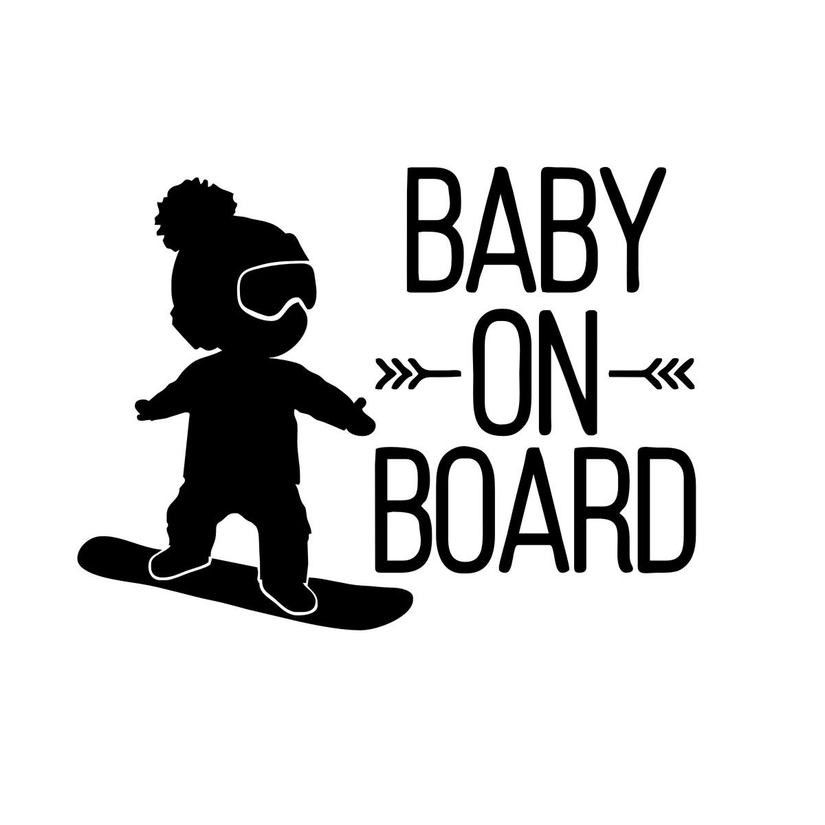 White Black Baby on Board Car Decal - BOY Snowboard Vinyl Sticker - Cool Car Window Decor L717 (Black) - Perfect for Family Cars, SUVs, and Trucks