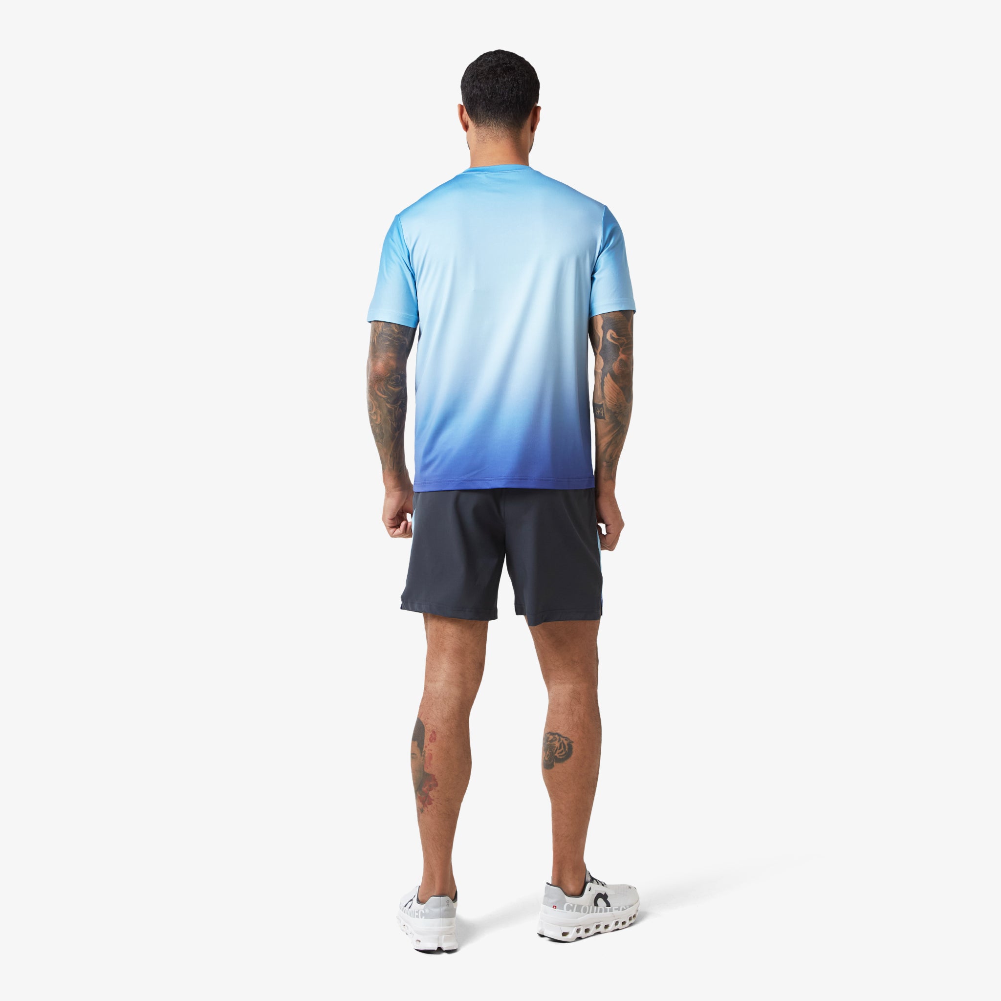 Ombre Print Performance Shorts for Women - Athletic Running & Workout Shorts in Blue | Gym, Yoga, and Outdoor Activities