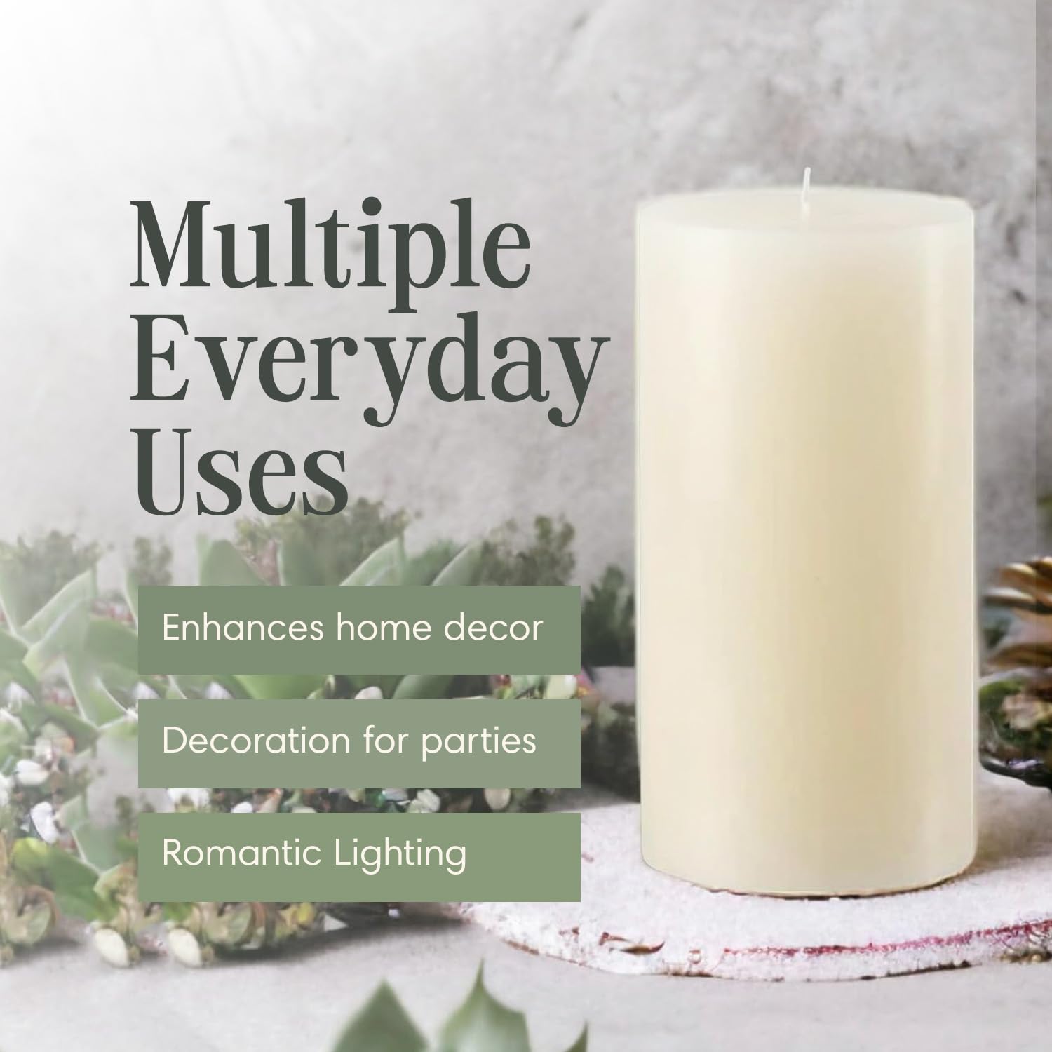 Premium Unscented Ivory Pillar Candle - 4x8 Inch Hand-Poured Luxury Candles for Home Decor, Weddings & Events | 160-Hour Burn Time, Smokeless & Dripless | Perfect for Centerpieces, Romantic Dinners & Spa Relaxation