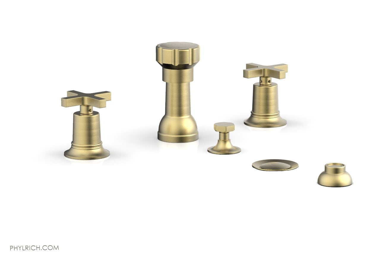 HEX MODERN 4-Hole Bidet Faucet Set with Cross Handles - Model 501 60 - Perfect for Bathroom Renovation & Modern Toilet Upgrades