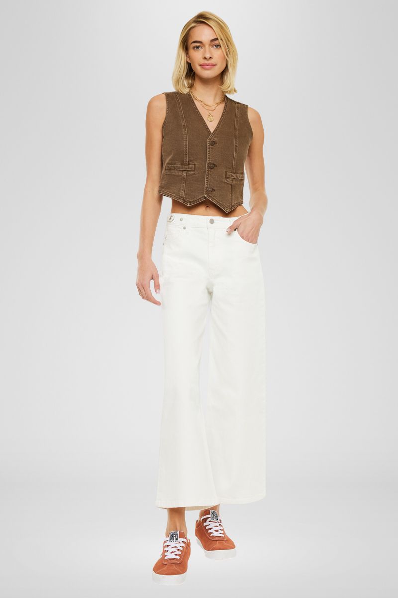 Calla Ultra High Rise Cropped Wide Leg Jeans for Women - Trendy High Waisted Flare Pants for Casual & Office Wear