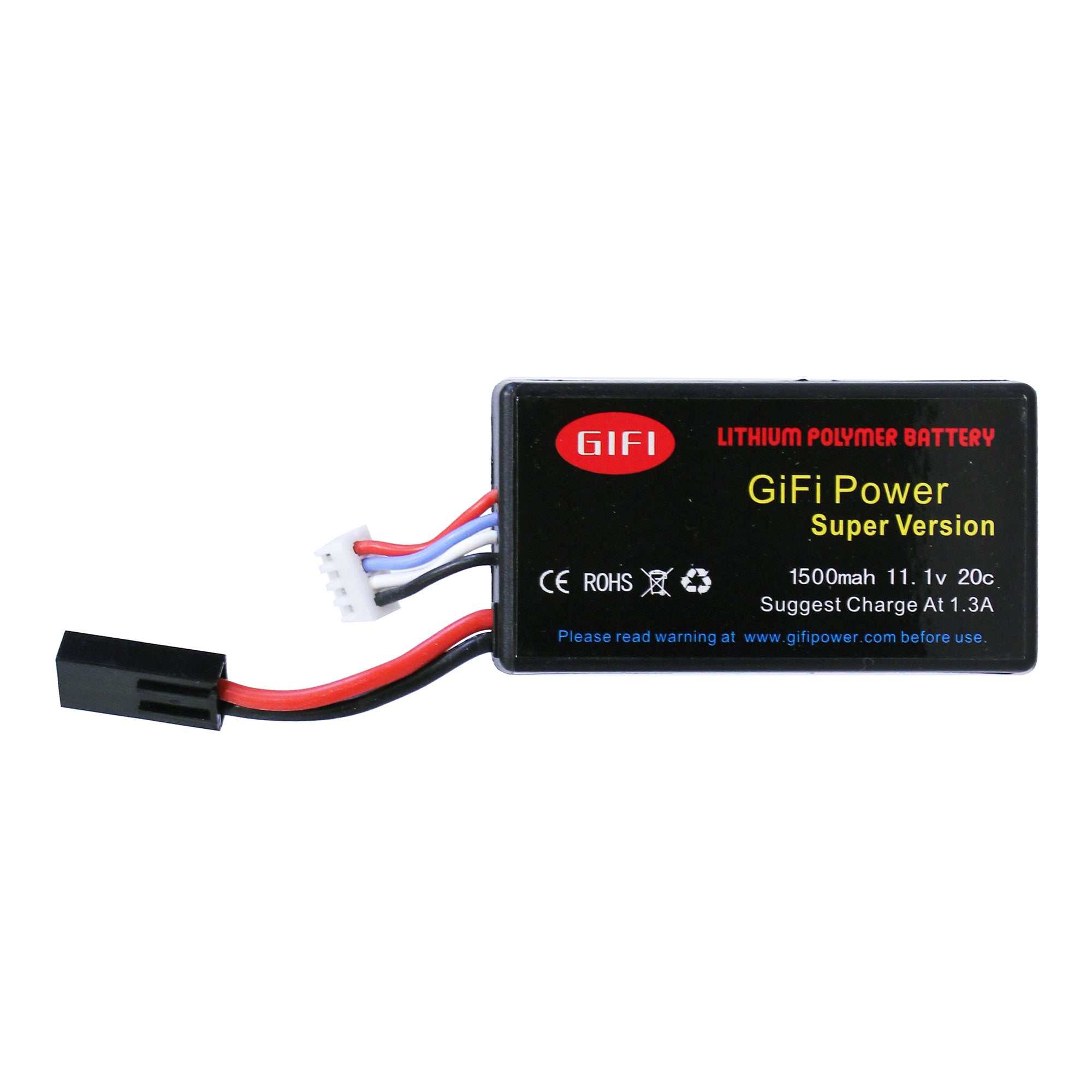 GiFi Power® 1500mAh High Capacity Rechargeable Battery & Charger for PARROT AR.DRONE 2.0 & 1.0 - Extended Flight Time for Aerial Photography, FPV Racing, and Drone Training