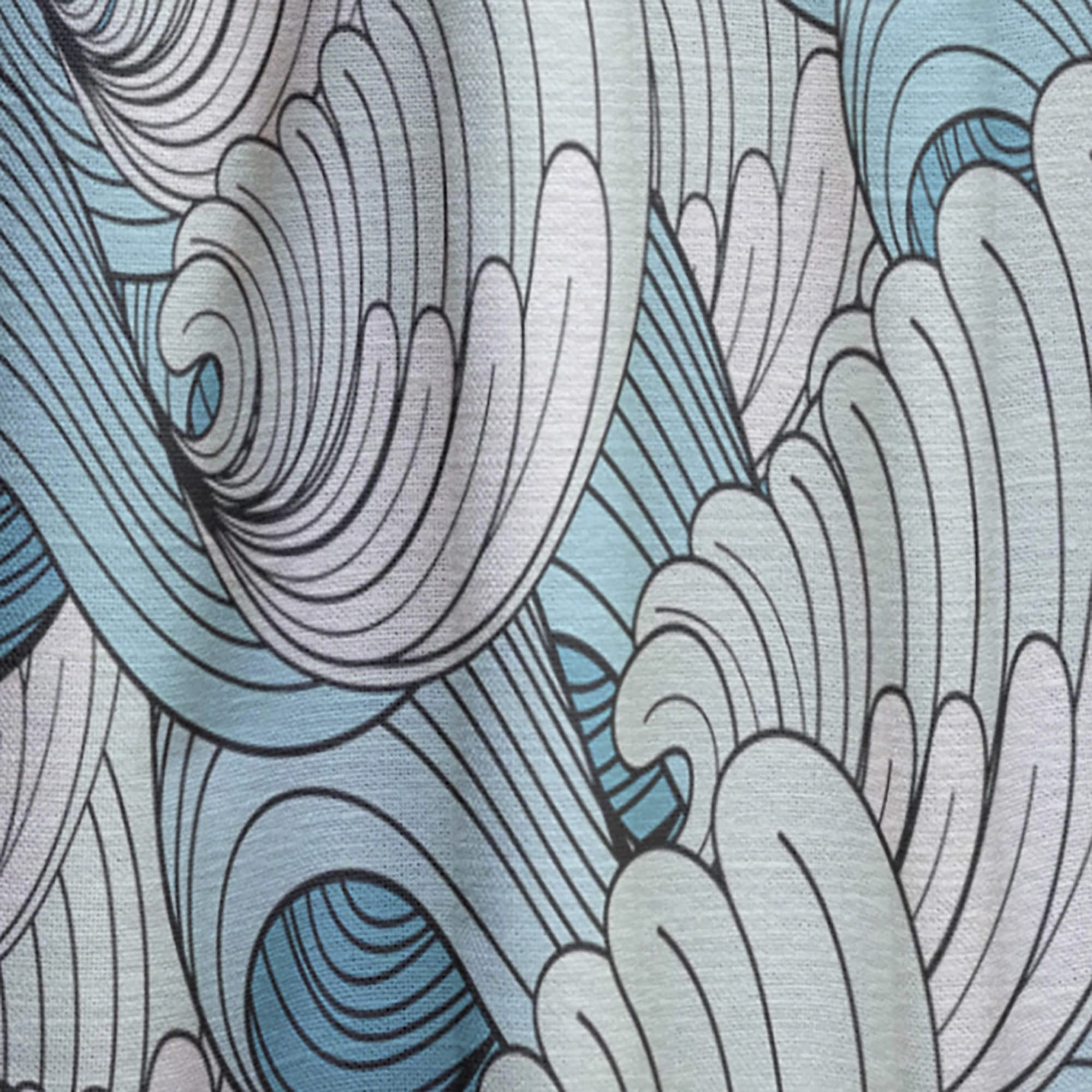 DesignQ 'Great Wave Inspiration' Thermal Insulated Curtains - Single Panel 52x63 Inch - Blackout Window Drapes for Bedroom & Living Room - Coastal & Boho Home Decor
