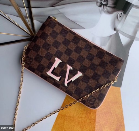 Louis Vuitton Double Zip Pochette Handbag - Damier Ebene Canvas Crossbody Bag for Women | Perfect for Travel, Evening Out & Daily Use