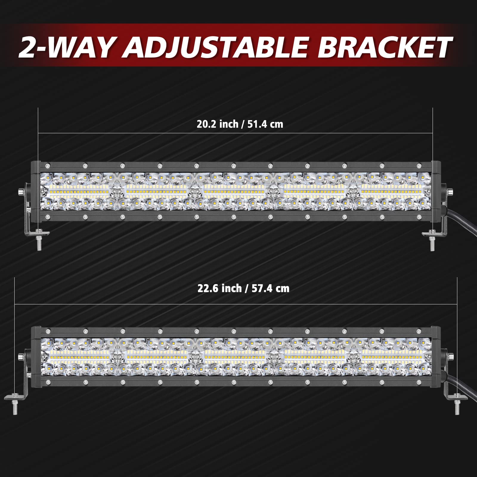 20 Inch LED Light Bar 450W Triple Row Spot Flood Combo - IP68 Waterproof Off-Road Driving Light for Car Grille, Bumper, Bull Bar - Fits Camry, RAV4, Tacoma, SUV, ATV, T-Top Boat - Perfect for Night Off-Roading, Camping & Marine Use