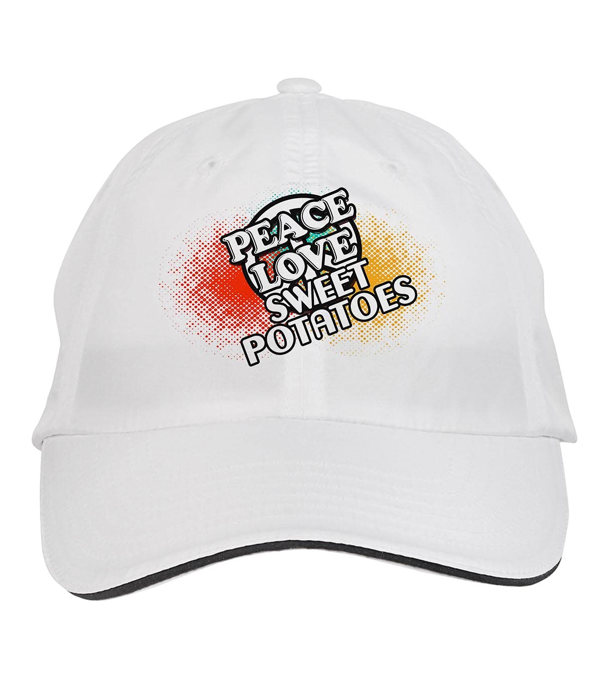 Makoroni - Peace Love Sweet Potatoes Adjustable Baseball Cap for Women & Men - Stylish White Hat for Casual Wear, Outdoor Activities & Gifts
