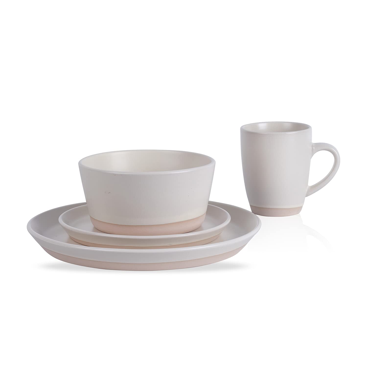 Stone Lain Jules Modern Stoneware 32-Piece Round Dinnerware Set - 8 Plates & Bowls in White for Family Dining, Entertaining & Everyday Use