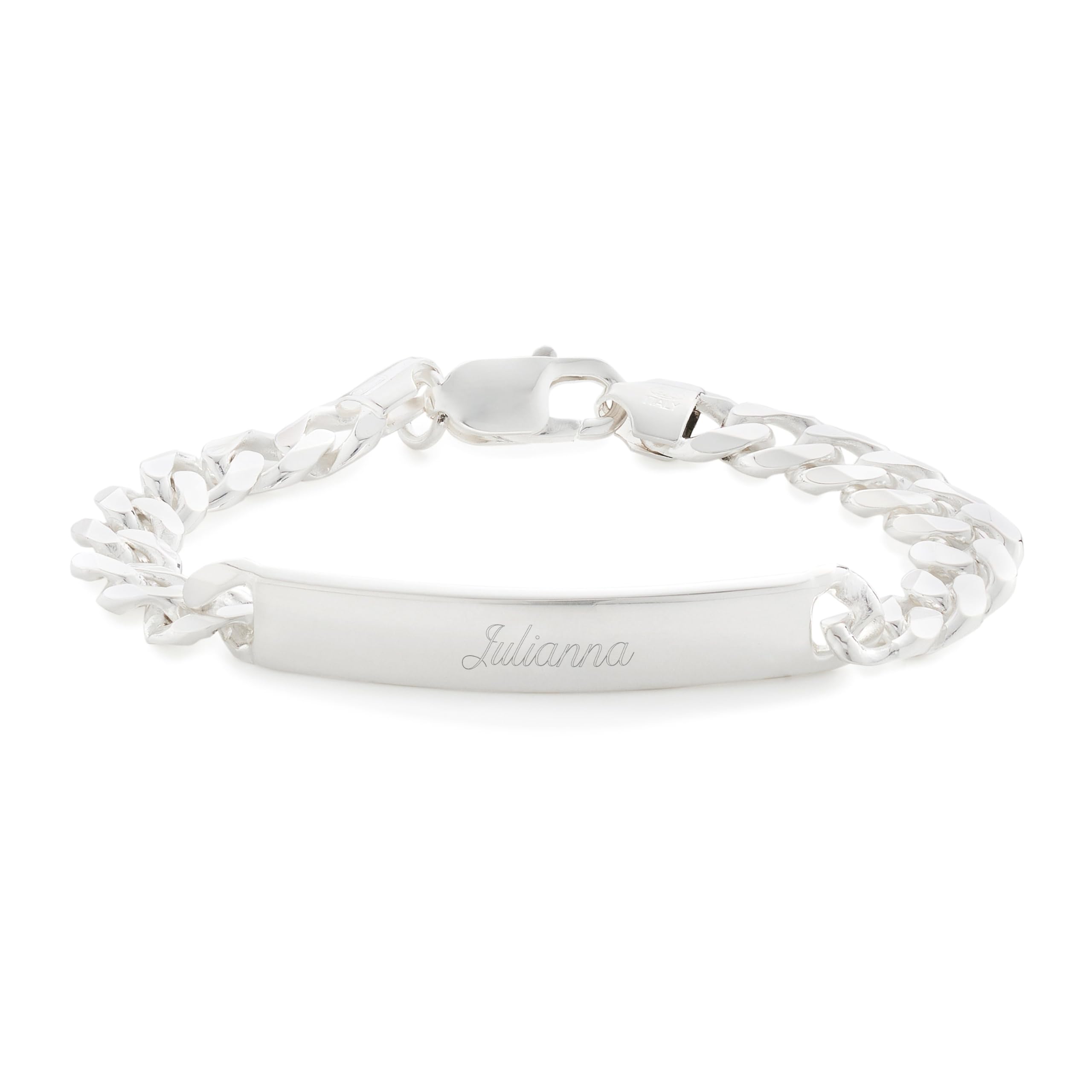 EVE'S ADDICTION Personalized Engraved Sterling Silver ID Bracelet for Women - Custom Name Gift for Mom, Wife, Daughter - Perfect for Birthdays, Anniversaries & Mother's Day