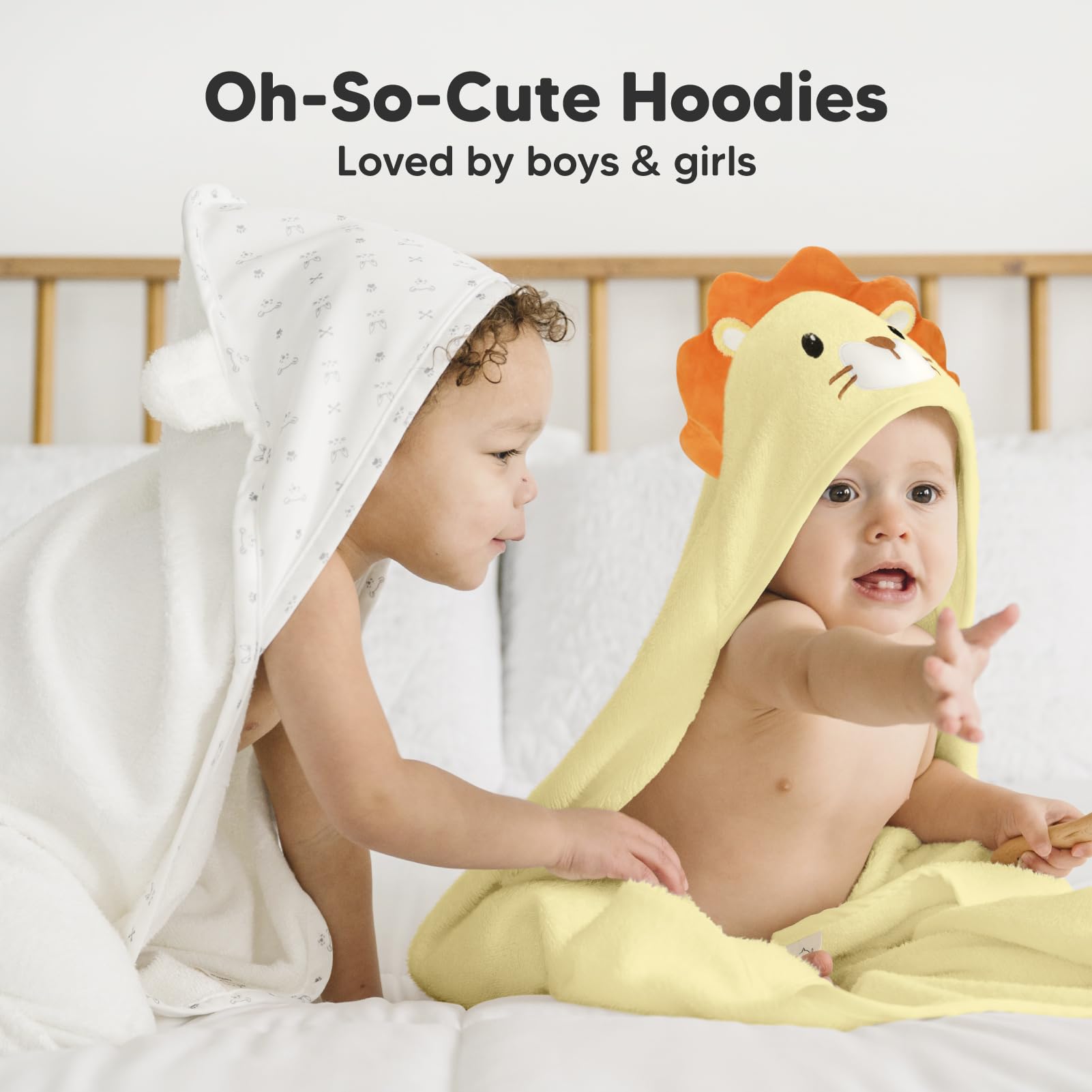 Organic Hooded Baby Towel - 500GSM Large Bamboo Baby Towel Set with Hood for Newborns - Ultra Soft & Absorbent Shower Towel (Lion Design) - Perfect for Bath Time, Swimming & Spa Days