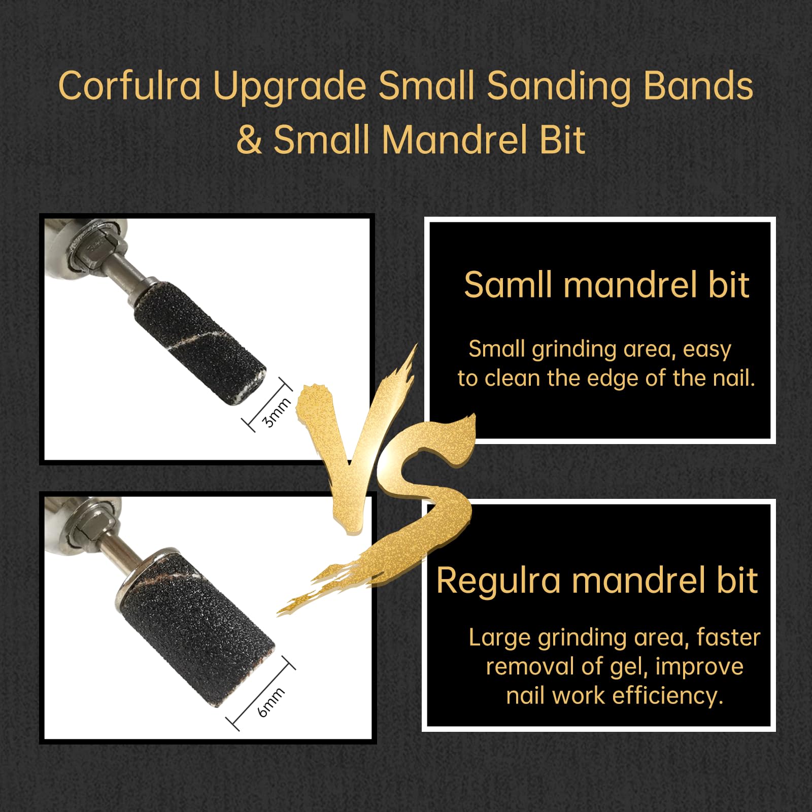 Corfulra Upgrade 50-Piece Small Sanding Bands for Nail Drill - 150 Fine Grits Professional Nail Drill Bits Set with Mandrel for Natural Nails | Must-Have Nail Tech Accessories | Perfect for Manicure, Pedicure & Nail Art Salon Use