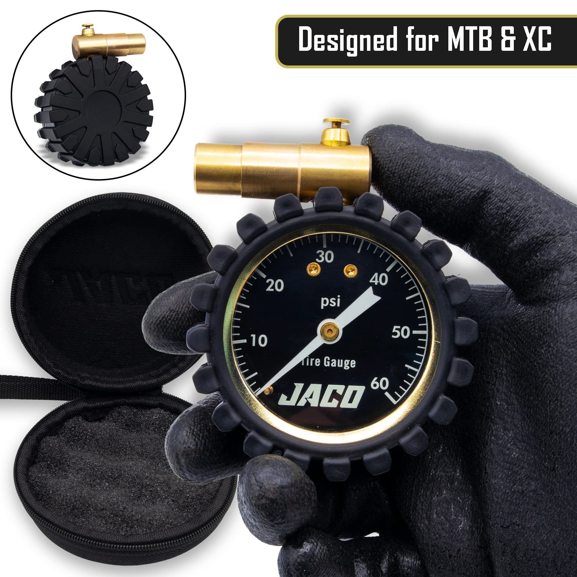 JACO MBX-60 High Accuracy Presta Valve Bike Tire Pressure Gauge (0-60 PSI) | Lightweight & Durable for MTB, XC & Road Bikes | Perfect for Trail Riding, Commuting & Performance Cycling