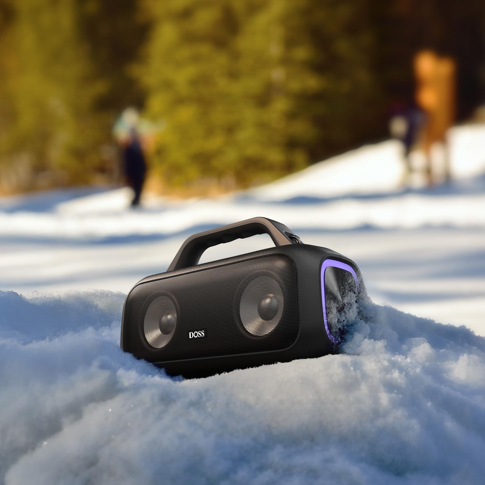 DOSS Extreme Boom S Bluetooth Speaker - 60W Wireless Portable Speaker with Stereo Sound, Rich Bass, IPX6 Waterproof, 25H Playtime, TWS & LED Lights - Perfect for Camping, Beach, Pool Parties, Hiking & Outdoor Adventures (Green)