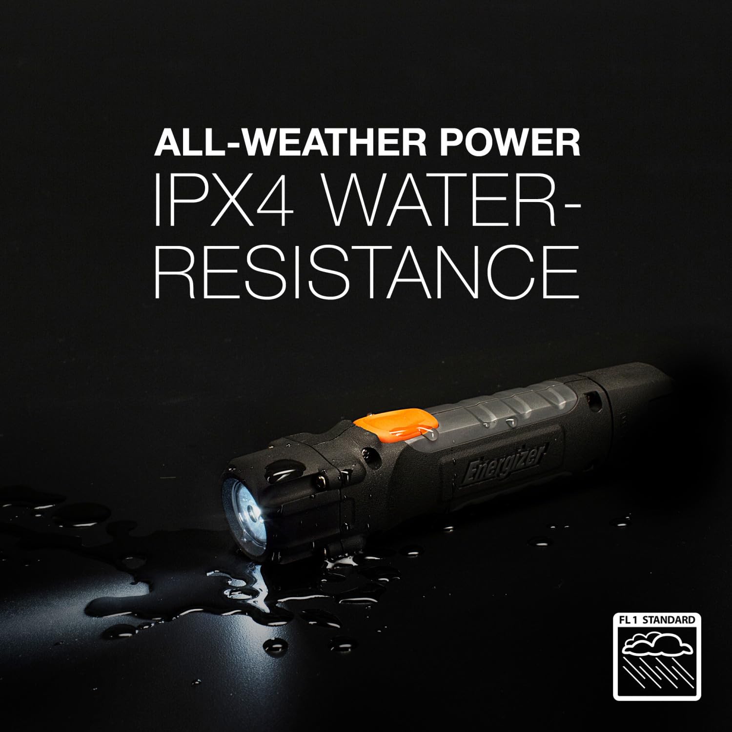 Energizer HC-300 LED Flashlight - IPX4 Water Resistant, Durable Smart Dimming LED Task Light with Batteries Included (Black/Gray) - Perfect for Camping, Hiking, Emergency & Home Use