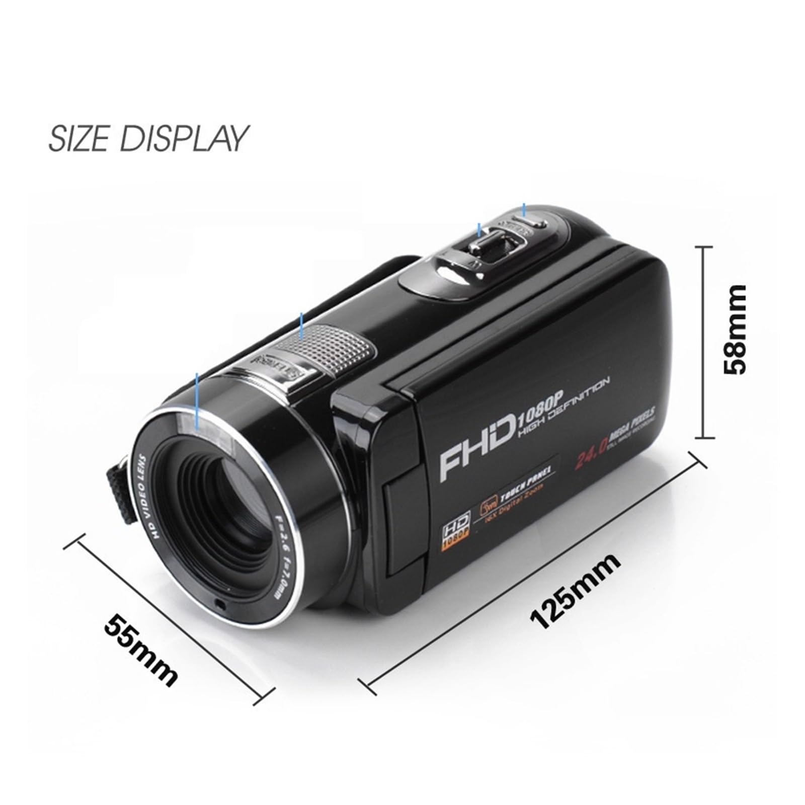 24MP HD Digital Camera with Self Timer - Travel & Home Video Camcorder (Black)