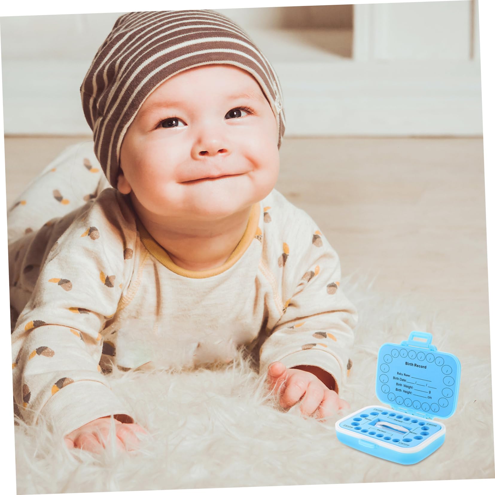 Toyvian Plastic Blue Tooth Storage Box with Box Teeth - Organize & Store Baby Teeth, Dental Collections - Perfect for Keepsakes, Dentist Visits & Memory Preservation