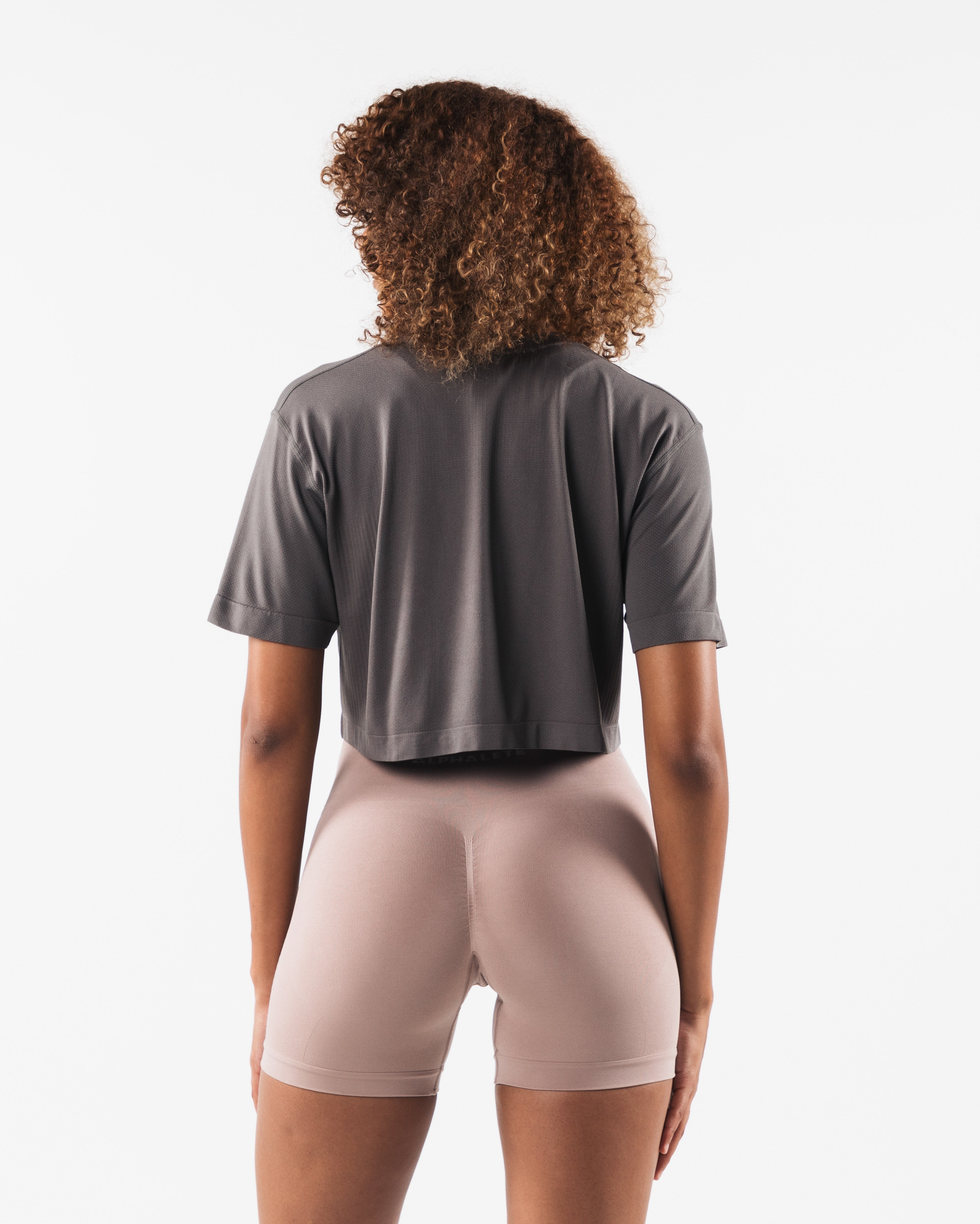 Wolf Head Airtech SS Crop Top - Dusty Concrete Color Women's Fitness Workout Shirt for Running, Yoga & Gym