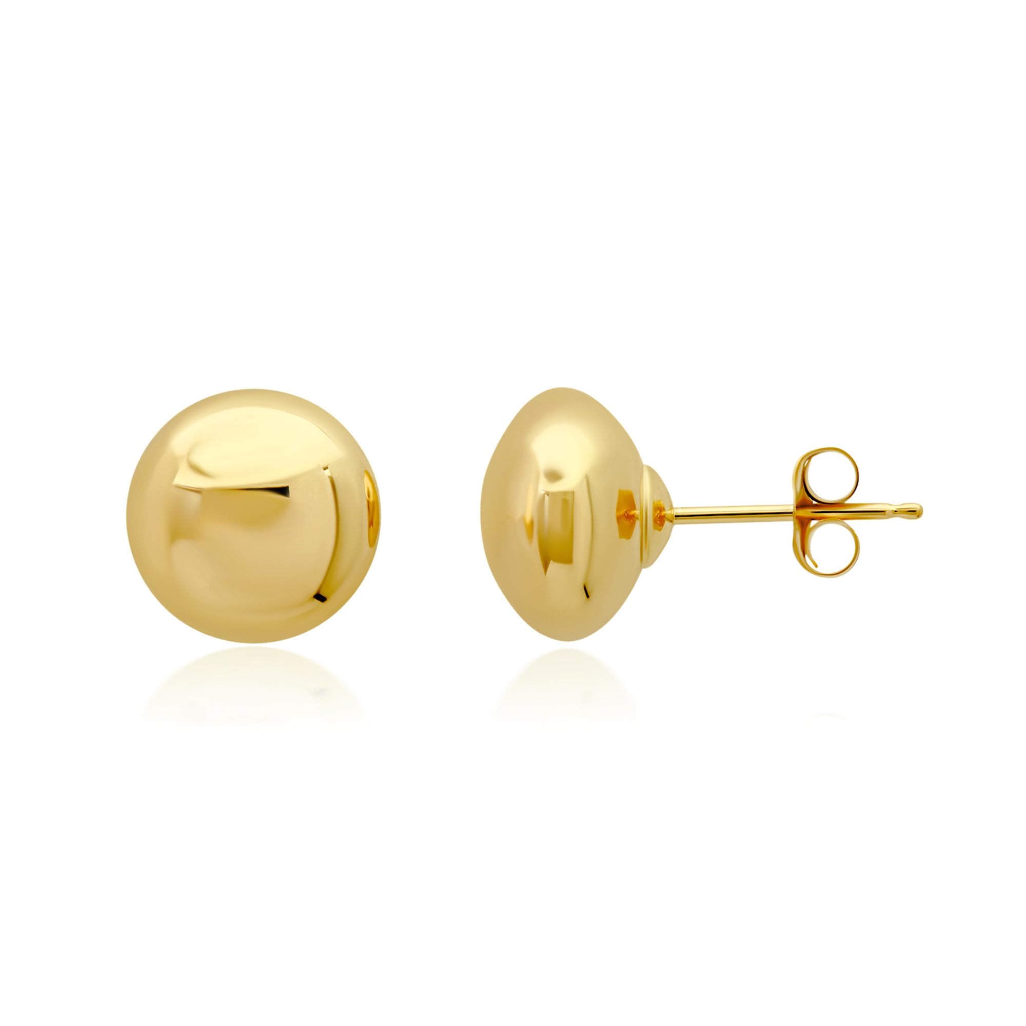14K Gold Stud Earrings for Women & Men - Hypoallergenic Yellow Gold Ball Earrings (4MM-8MM) | Real 14K Gold Button Stud Earrings for Everyday Wear, Gifts & Special Occasions | MAX + STONE