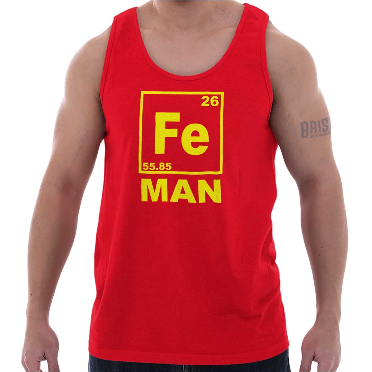 Fe Iron Science Elements Superhero Graphic Tank Top - Sleeveless Muscle Tee for Men | Perfect for Gym, Workouts & Science Lovers