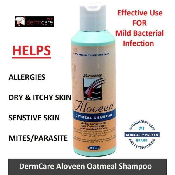 DermCare Aloveen Oatmeal Shampoo for Dogs - Soothing & Hypoallergenic Pet Shampoo for Itchy Skin - 250ml/500ml - Gentle Cleansing for Sensitive Skin & Allergy Relief - Perfect for Bathing & Grooming at Home