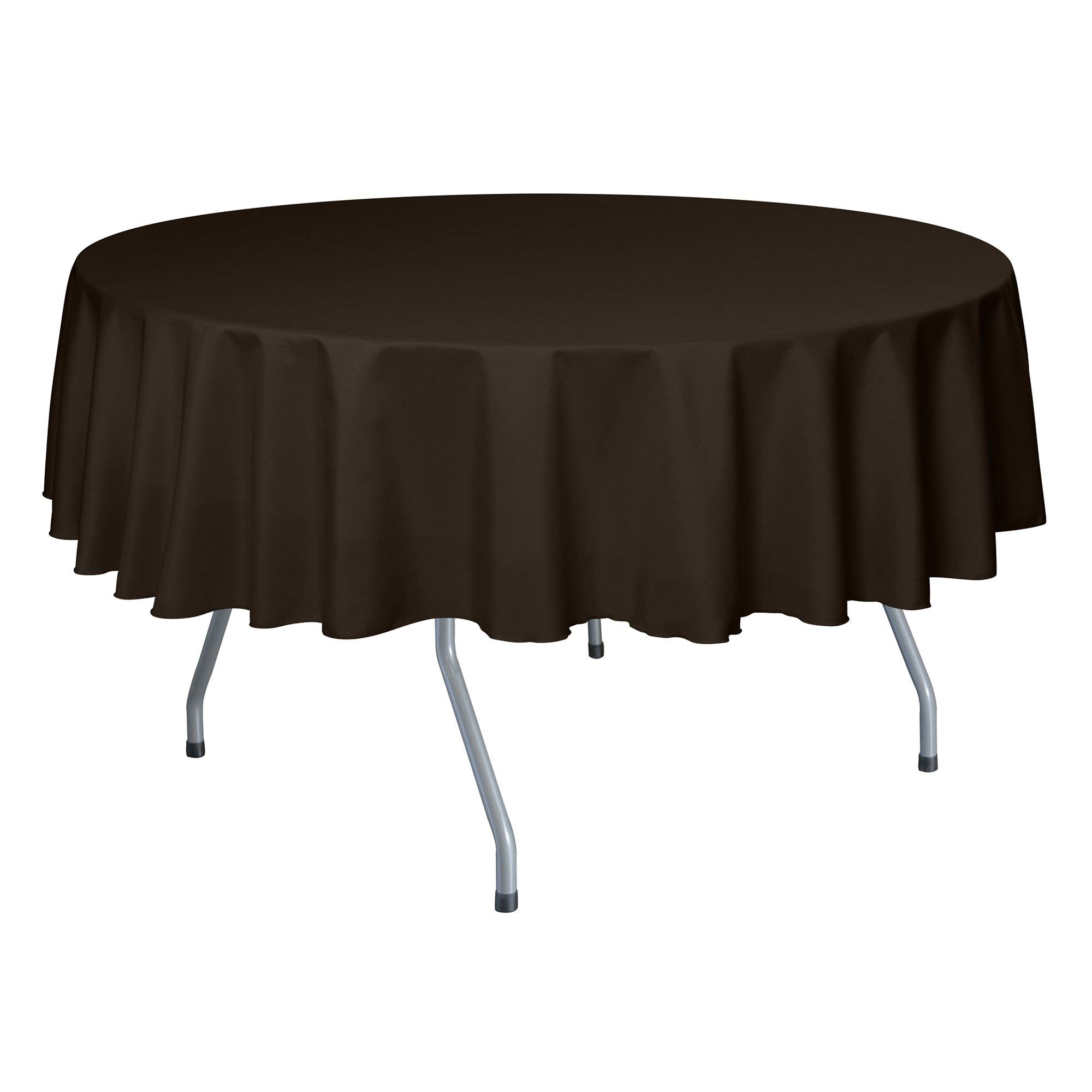 10 Pack Chocolate Brown 84-Inch Round Polyester Tablecloth - Wrinkle & Stain Resistant Linen-Like Fabric for Dining, Weddings, Parties & Events