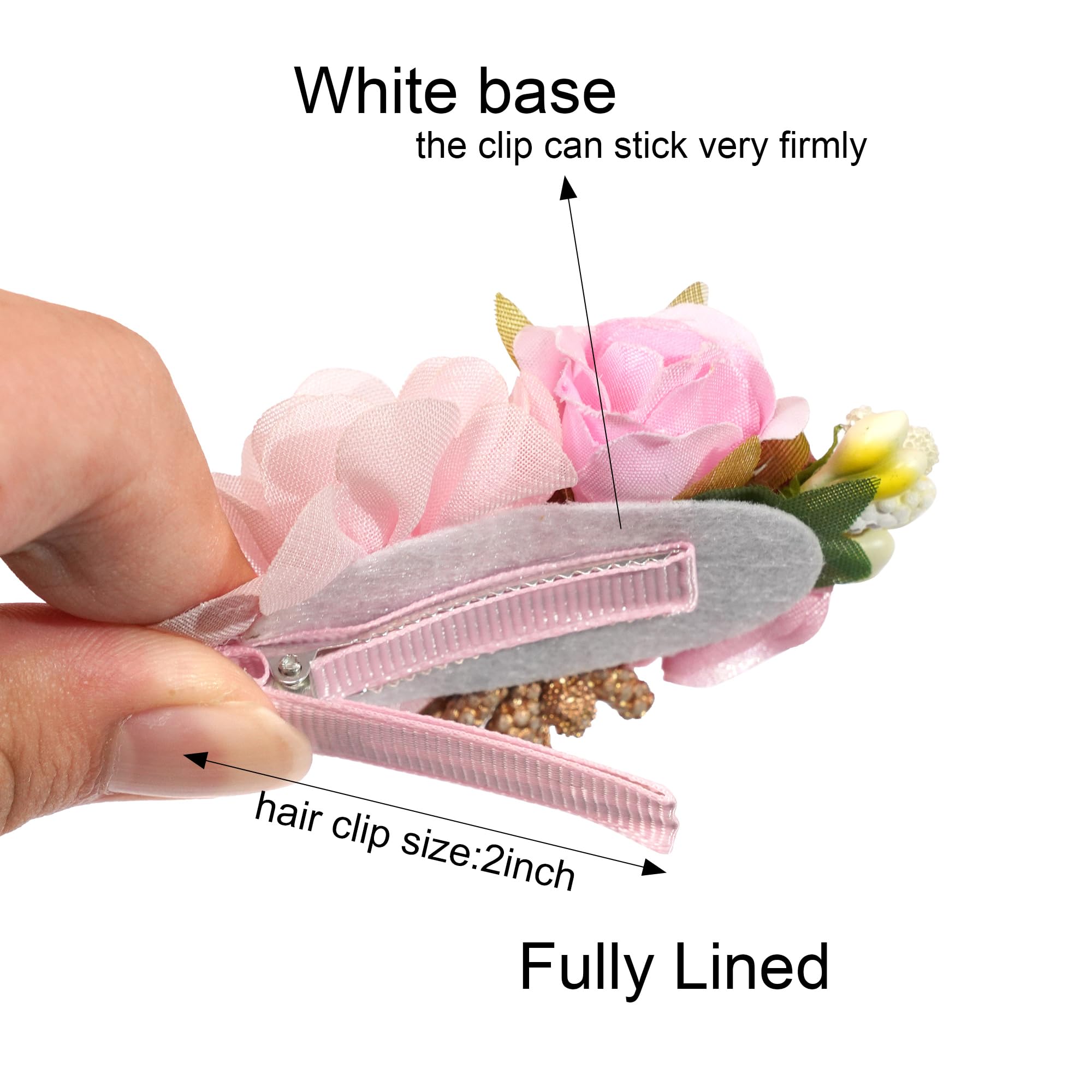 6 PCS Handmade Floral Hair Bows with Faux Pearls - Alligator Clip Barrettes for Women, Girls & Kids - Perfect for Weddings, Parties & Everyday Hair Accessories (Style 2)