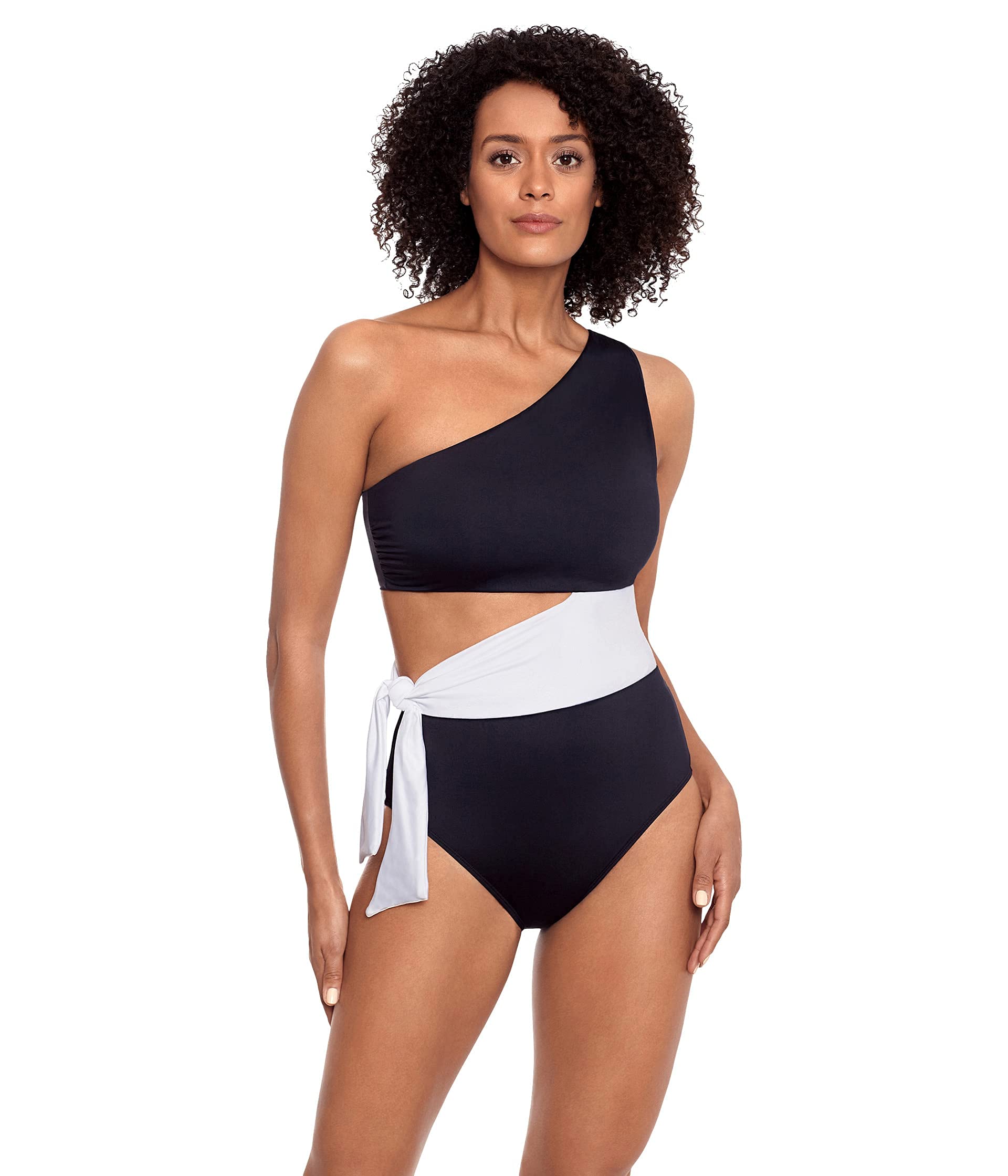 Lauren Ralph Lauren Bel Air Solids Cutout One Shoulder One-Piece Swimsuit | Sexy One-Piece Bathing Suit for Women | Perfect for Beach Vacations, Pool Parties & Summer Getaways
