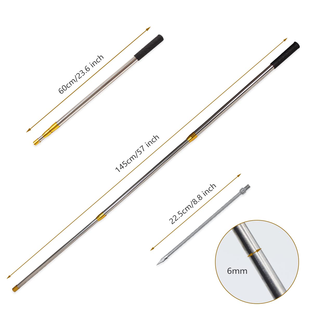 Telescopic Fish Gaff with 1-5 Teeth - Stainless Steel Fishing Spear for Saltwater, Ice Fishing & Hunting | Perfect for Catching Fish, Frog, and Mole | Portable & Durable for Outdoor Adventures