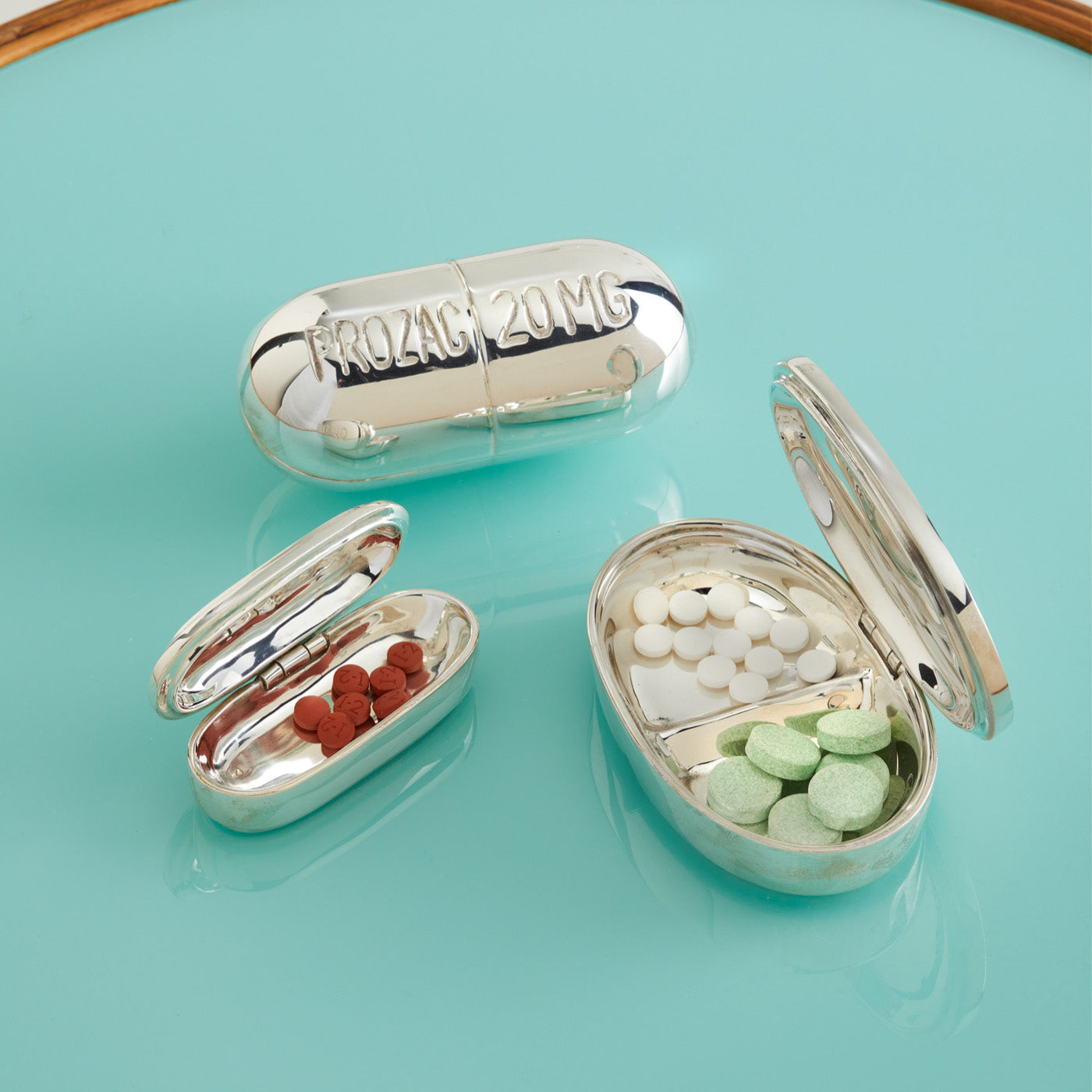 Premium Xanax Brass Pill Box - Compact & Durable Medication Organizer for Travel, Daily Use, and Emergency Storage
