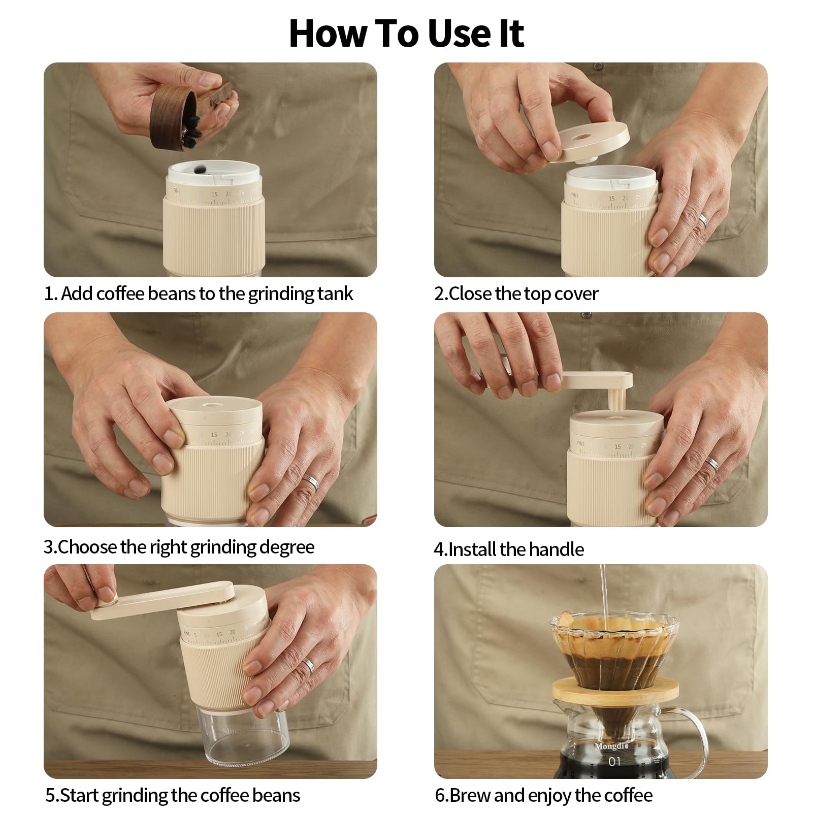 Premium Manual Coffee Grinder - 35 Adjustable Settings, Conical Burr Mill for Espresso, French Press & Cold Brew | Portable Hand Crank Coffee Bean Grinder for Home, Camping & Travel | Durable White Design