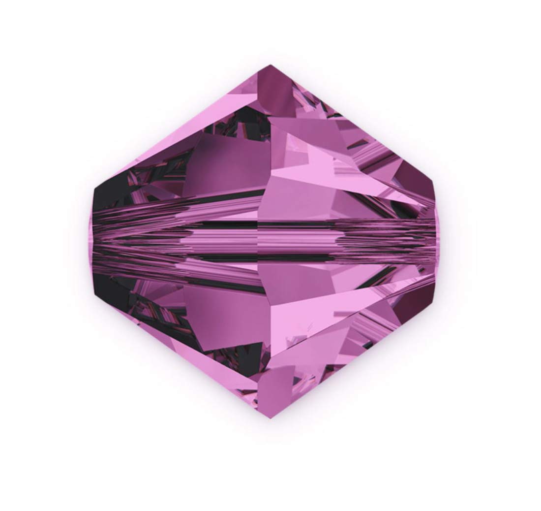 500pcs Authentic Preciosa 4mm (0.16 inch) Small Faceted Bicone Crystal Loose Beads - Purple Amethyst for DIY Jewelry Making, Compatible with Swarovski 5301/5328 (Pre-B411) - Perfect for Necklaces, Bracelets, Earrings & Craft Projects
