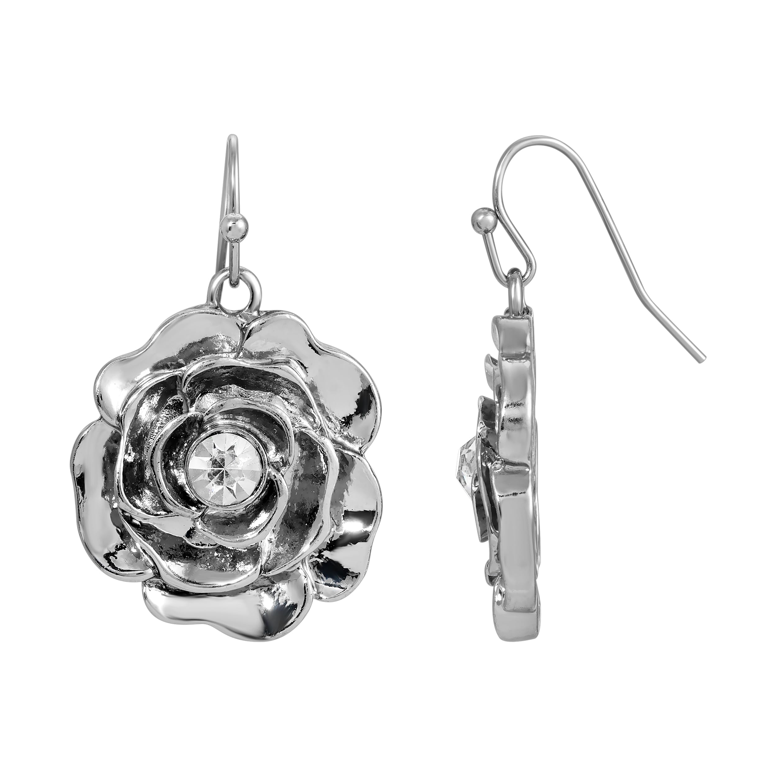 Bellesa Crystal Accent Flower Drop Earrings for Women - Vintage 1928 Inspired Jewelry - Elegant Dangle Earrings for Parties, Weddings & Special Occasions