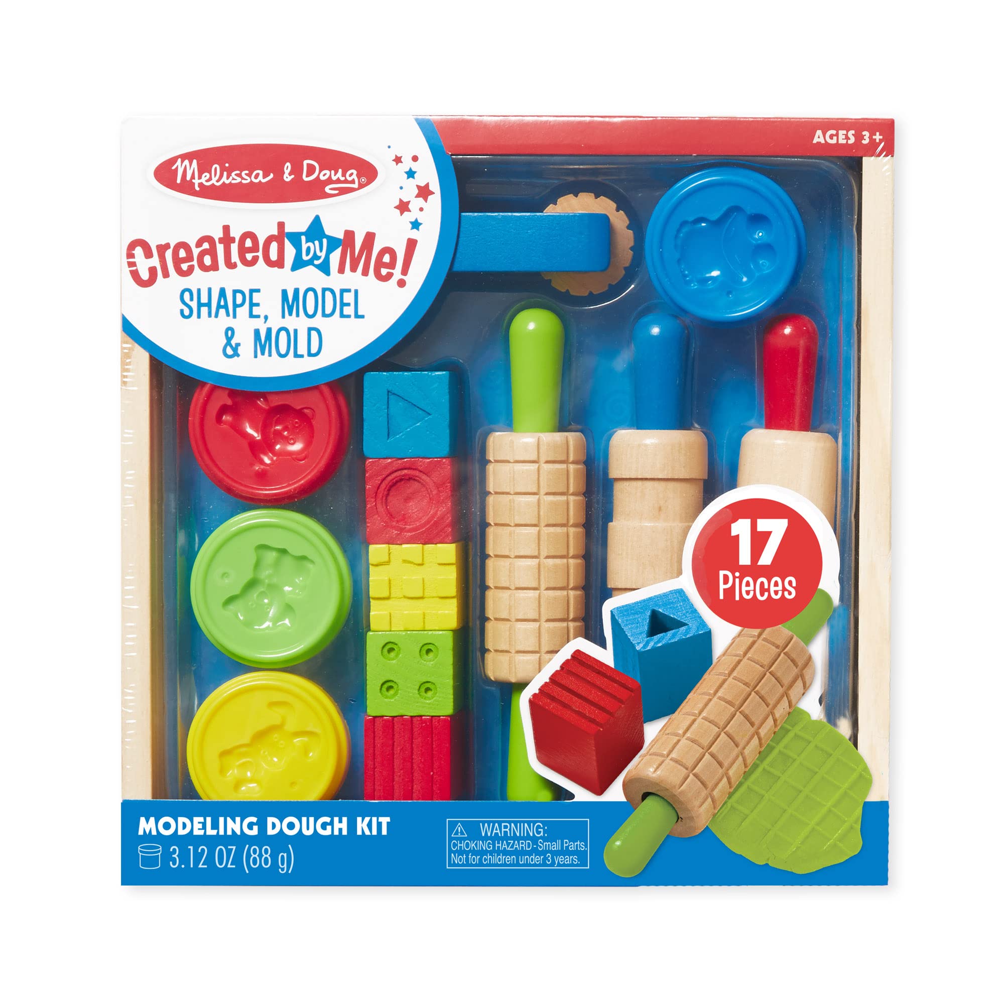 Melissa & Doug Shape, Model, and Mold Clay Activity Set - 4 Colors of Non-Toxic Modeling Dough with Tools for Kids | Creative Play, Arts & Crafts, Sensory Development for Toddlers & Preschoolers