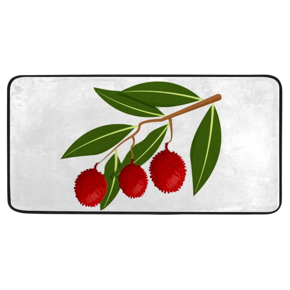 Guitong Non-Slip Anti-Fatigue Kitchen Mat - Absorbent Polyester Floor Rug with Lychee Branch Design, Soft & Durable 39x20 Inch - Perfect for Kitchen, Bathroom, and Laundry Room