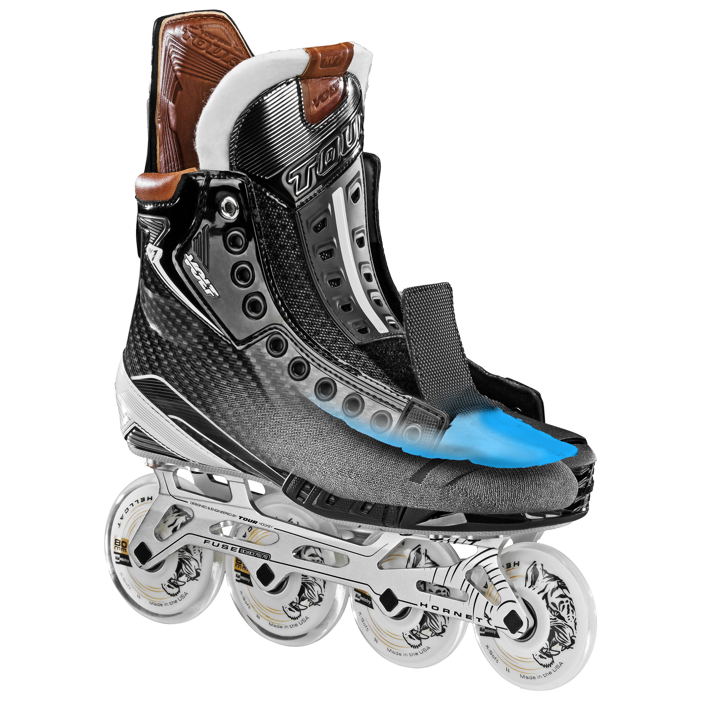 Volt KV1 Black Roller Hockey Skates - High Performance Inline Skates for Men & Women - Perfect for Street Hockey, Rink Play & Outdoor Skating
