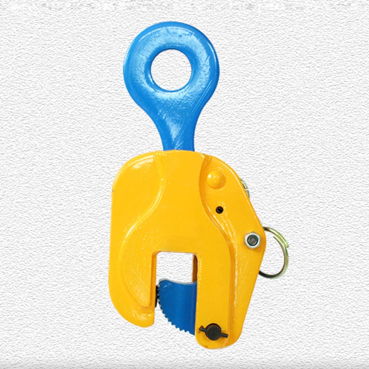Heavy Duty Vertical Plate Lifting Clamp 2 Ton Capacity with Locking Hoist Hook - Industrial Steel Sheet Metal Clamp for Construction, Warehousing & Material Handling - Yellow Safety Color