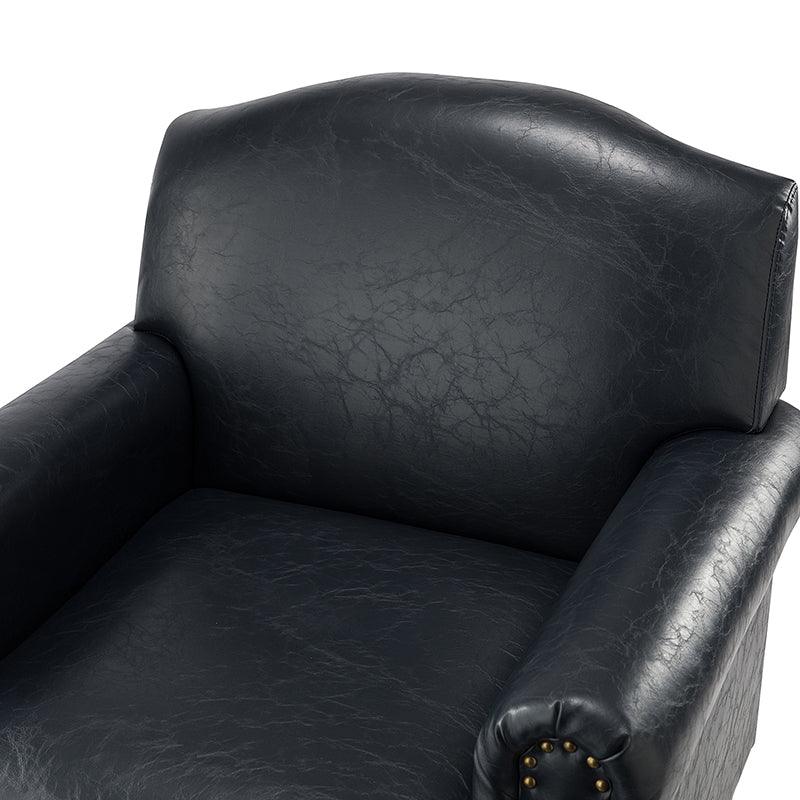 Gianfranco Vegan Leather Armchair with Sturdy Wooden Legs - Modern Vegan Leather Lounge Chair for Living Room, Office & Reading Nook - Eco-Friendly Faux Leather Accent Chair